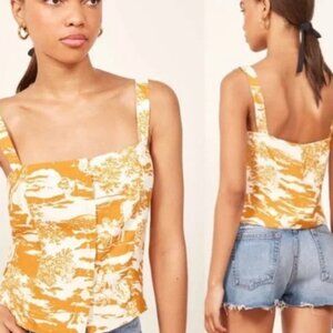 Reformation Yara Top - Naked Lunch Print Size L Large